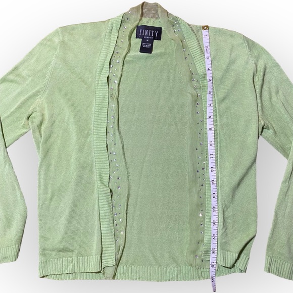 2 for $35 Vintage Light Green Short Cardigan Shrug Sparkly Gems Size Medium - Picture 5 of 9